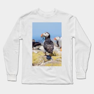 Atlantic Puffin with Sand Eels Long Sleeve T-Shirt